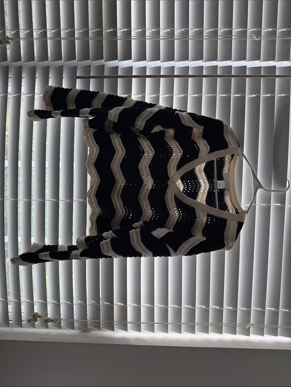 Altar'd State Black and Cream Zigzag Knit Sweater